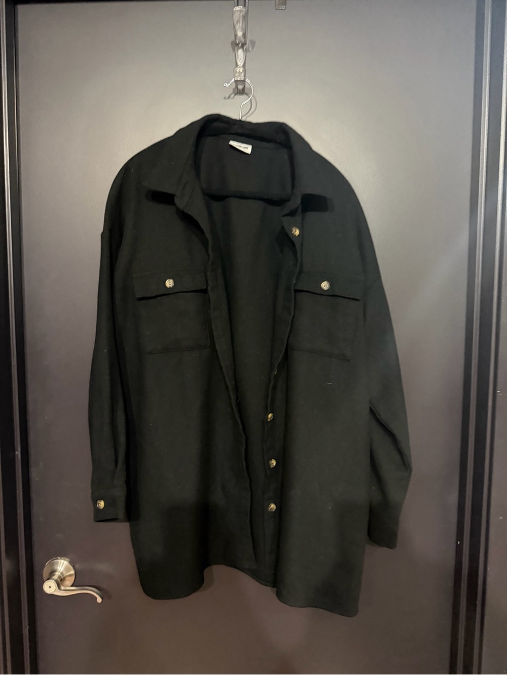 Noisy May Black Button-Front Wool Jacket